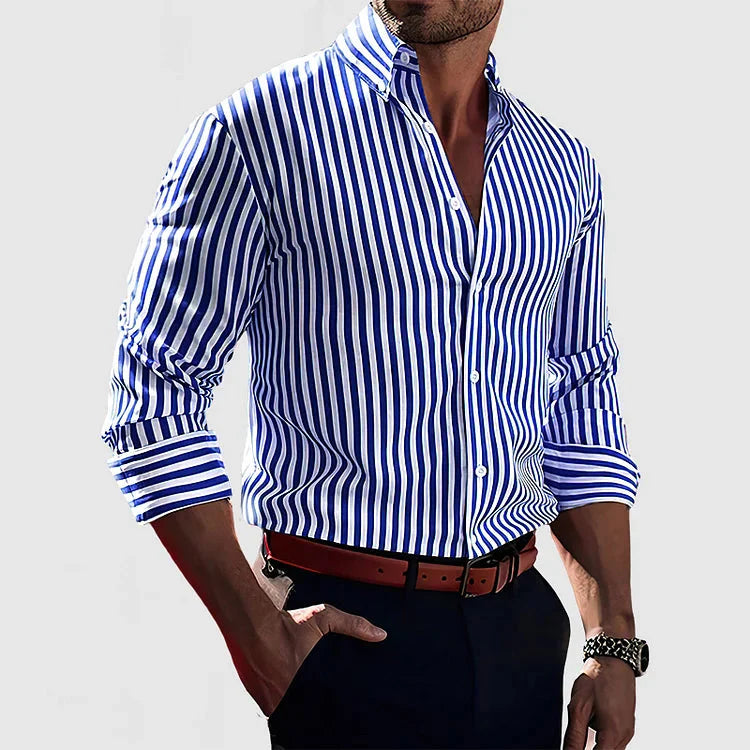 Stylish Striped Men's Shirt – Ruben-Blue-S-The Livary