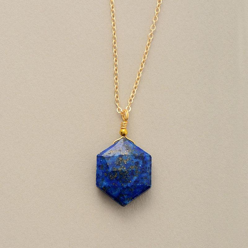 Lapis Lazuli Hexagon Necklace - Amarielle-The Livary