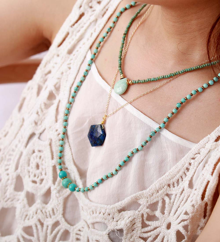 Lapis Lazuli Hexagon Necklace - Amarielle-The Livary