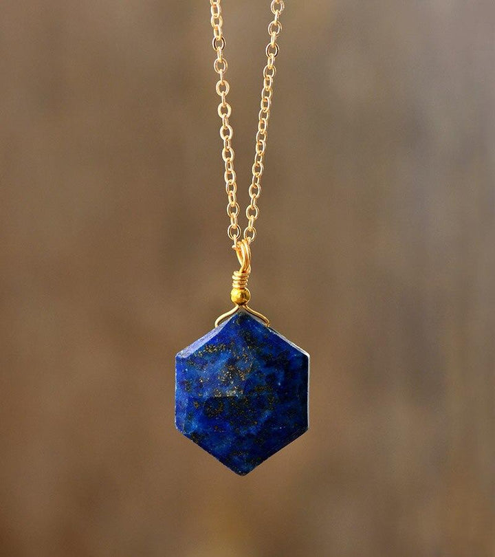 Lapis Lazuli Hexagon Necklace - Amarielle-The Livary