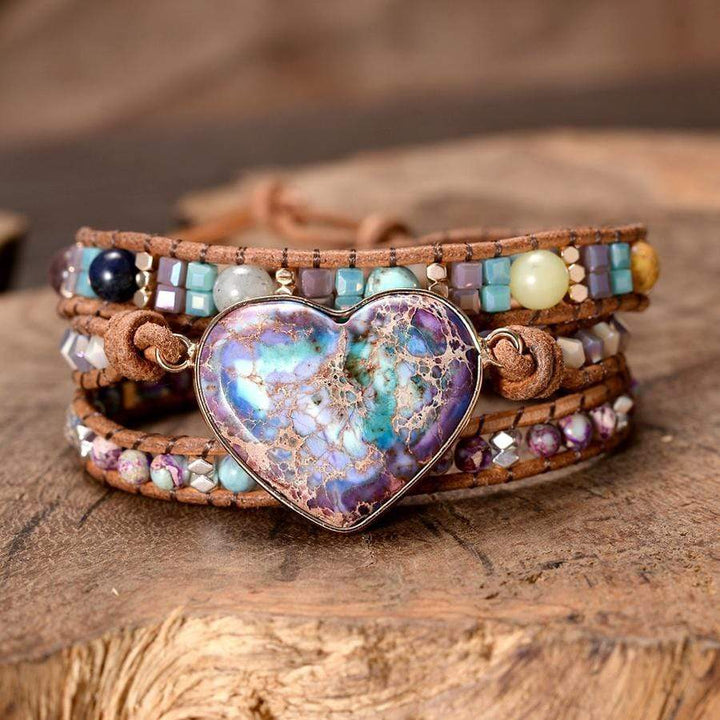 Healing Jasper Heart Wrap Bracelet - Amaris-The Livary