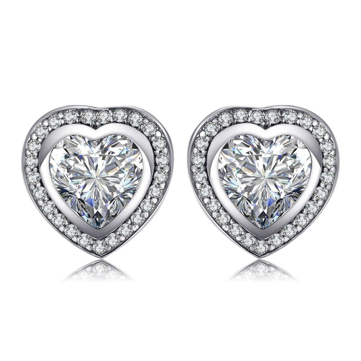 Silver Zirconia Heart-Shaped Earrings - Celestia-The Livary