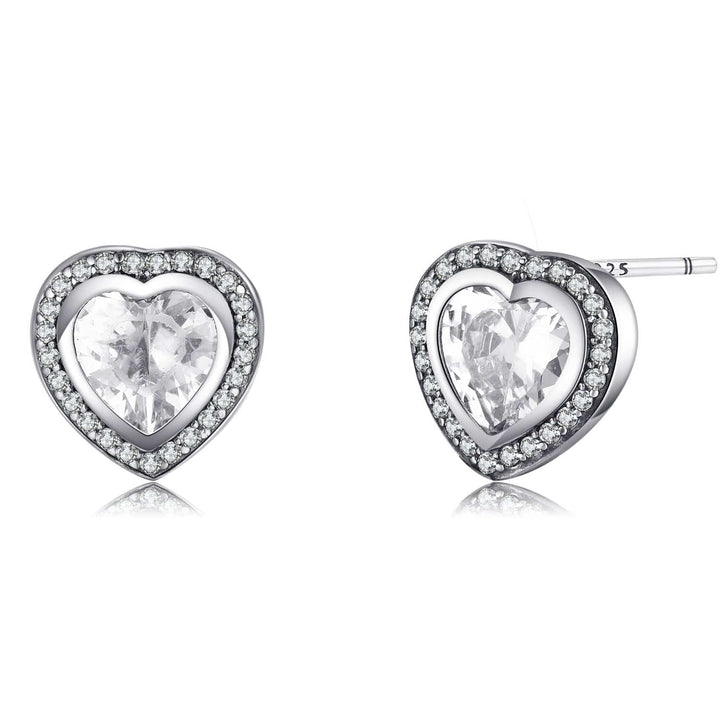Silver Zirconia Heart-Shaped Earrings - Celestia-The Livary