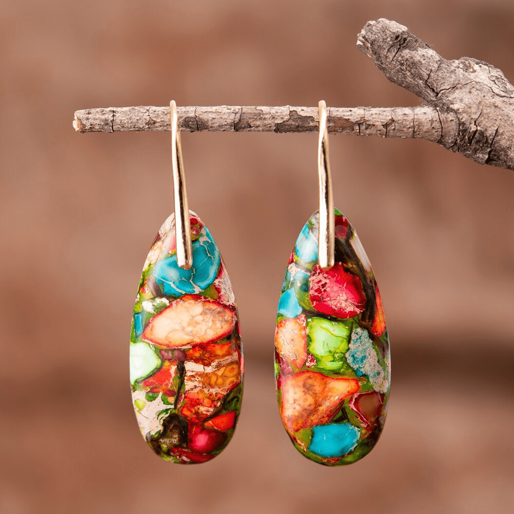 Stylish Jasper Drop Earrings - Levana-The Livary