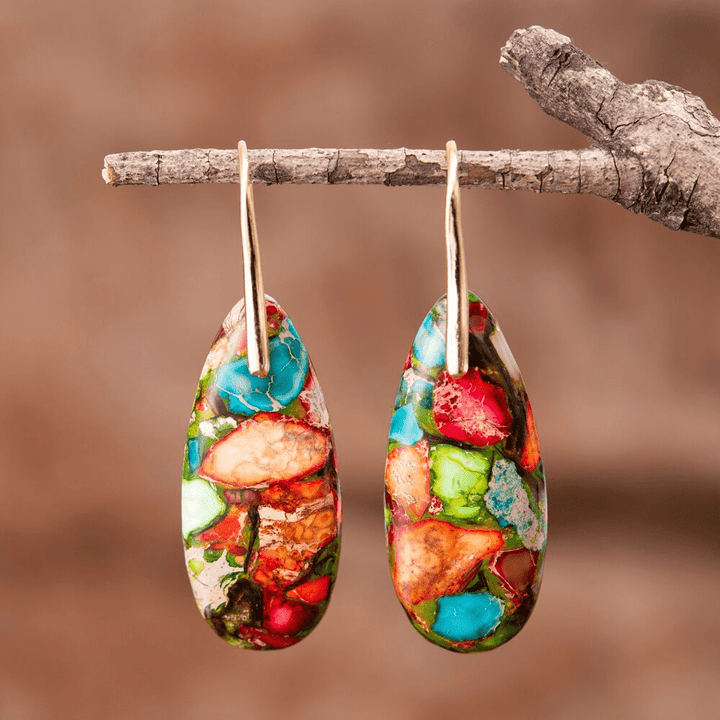 Stylish Jasper Drop Earrings - Levana-The Livary