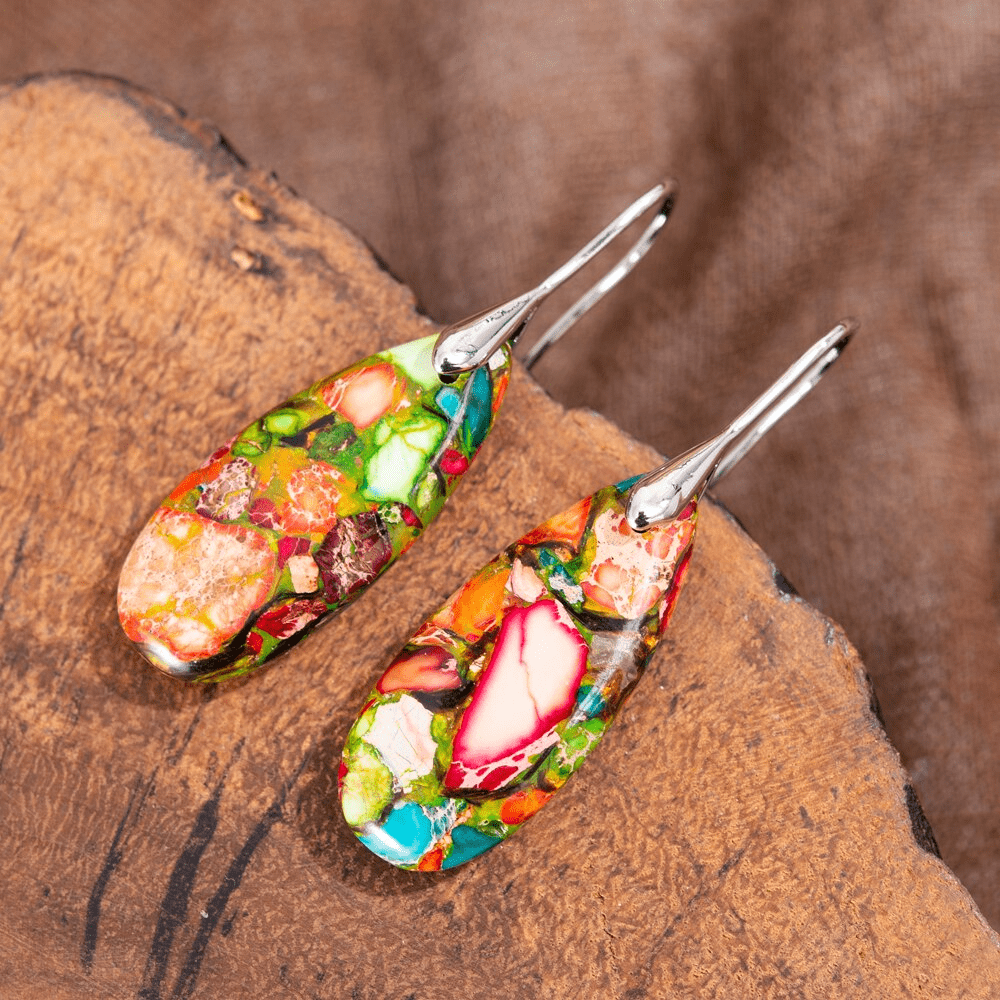Stylish Jasper Drop Earrings - Levana-The Livary