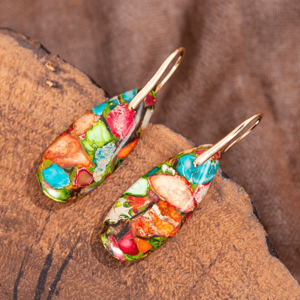 Stylish Jasper Drop Earrings - Levana-The Livary
