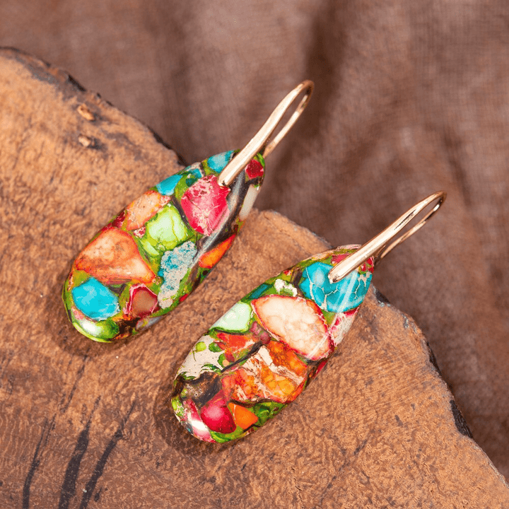 Stylish Jasper Drop Earrings - Levana-The Livary