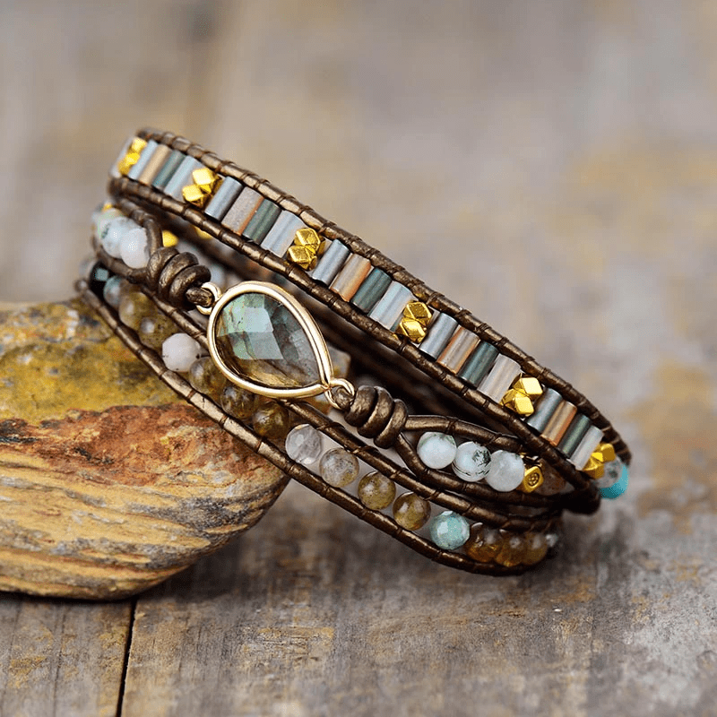 Labradorite Protective Wrap Bracelet - Sylvana-The Livary