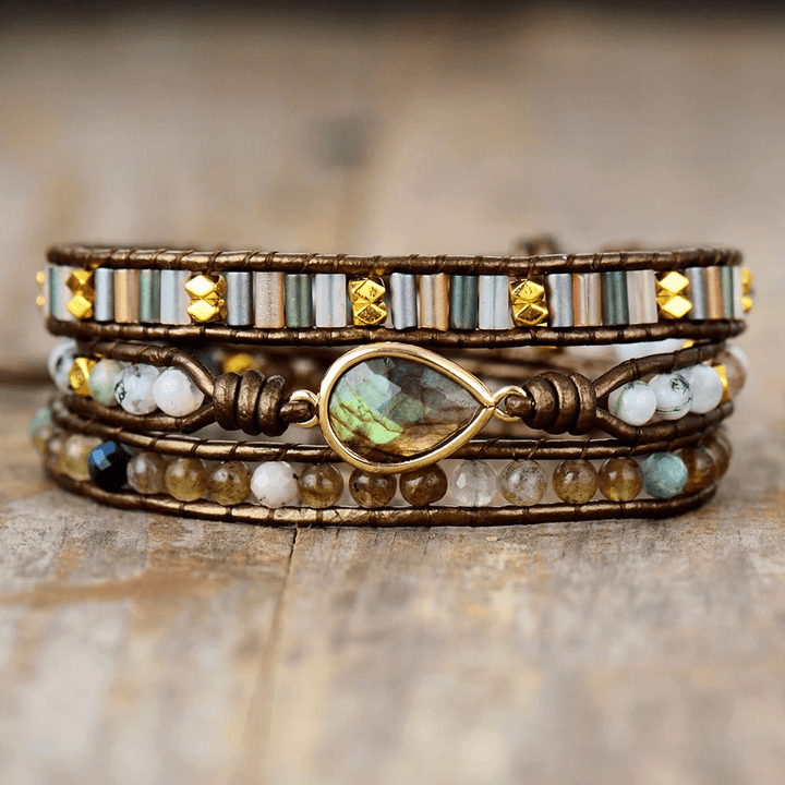Labradorite Protective Wrap Bracelet - Sylvana-The Livary