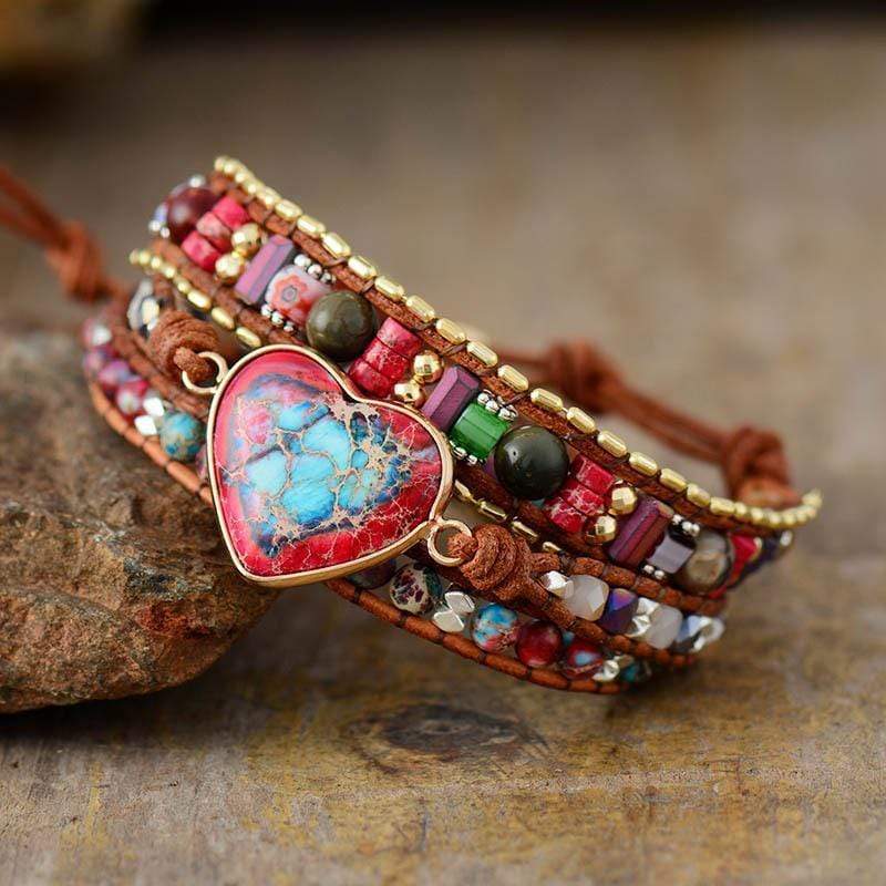 Vibrant Heart Jasper Wrap Bracelet - Elyra-The Livary