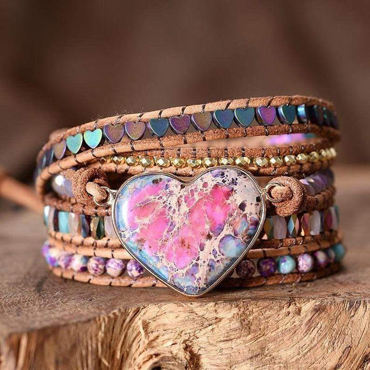 Love Protection Jasper Wrap Bracelet - Amora-The Livary