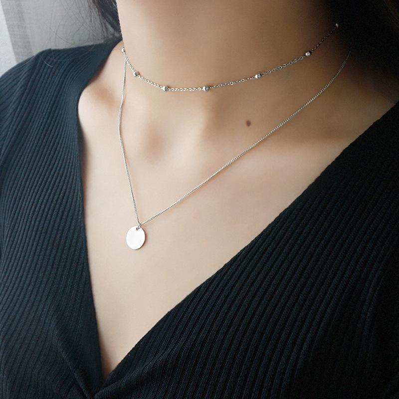 Stylish Multilayer Necklace - Lunisa-Silver-The Livary