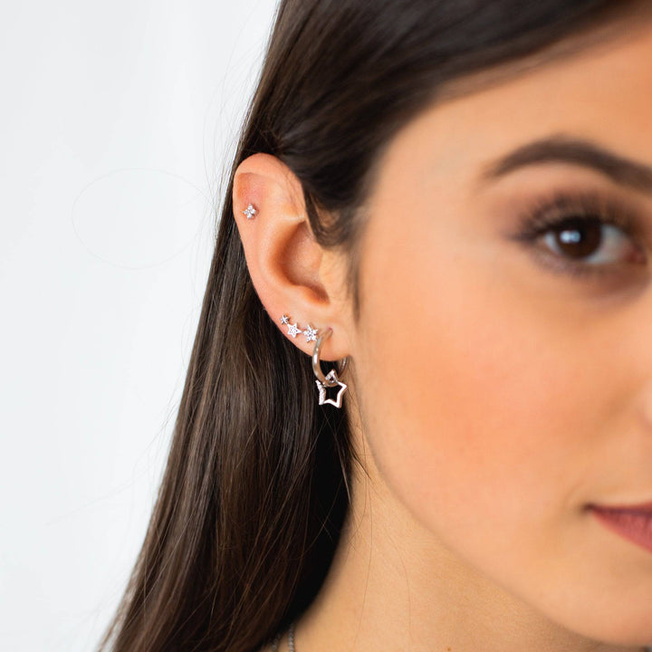 Flower-shaped Zirconia Earrings - Elise-The Livary