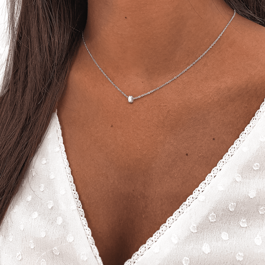 Sparkling Circle Necklace - Valerie-Silver-The Livary