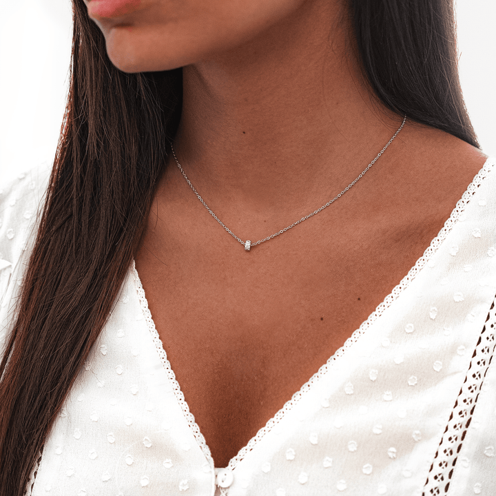 Sparkling Circle Necklace - Valerie-Silver-The Livary