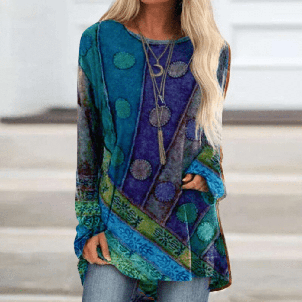Feminine autumn sweater with vintage flair – Elisa-Blue-S-The Livary