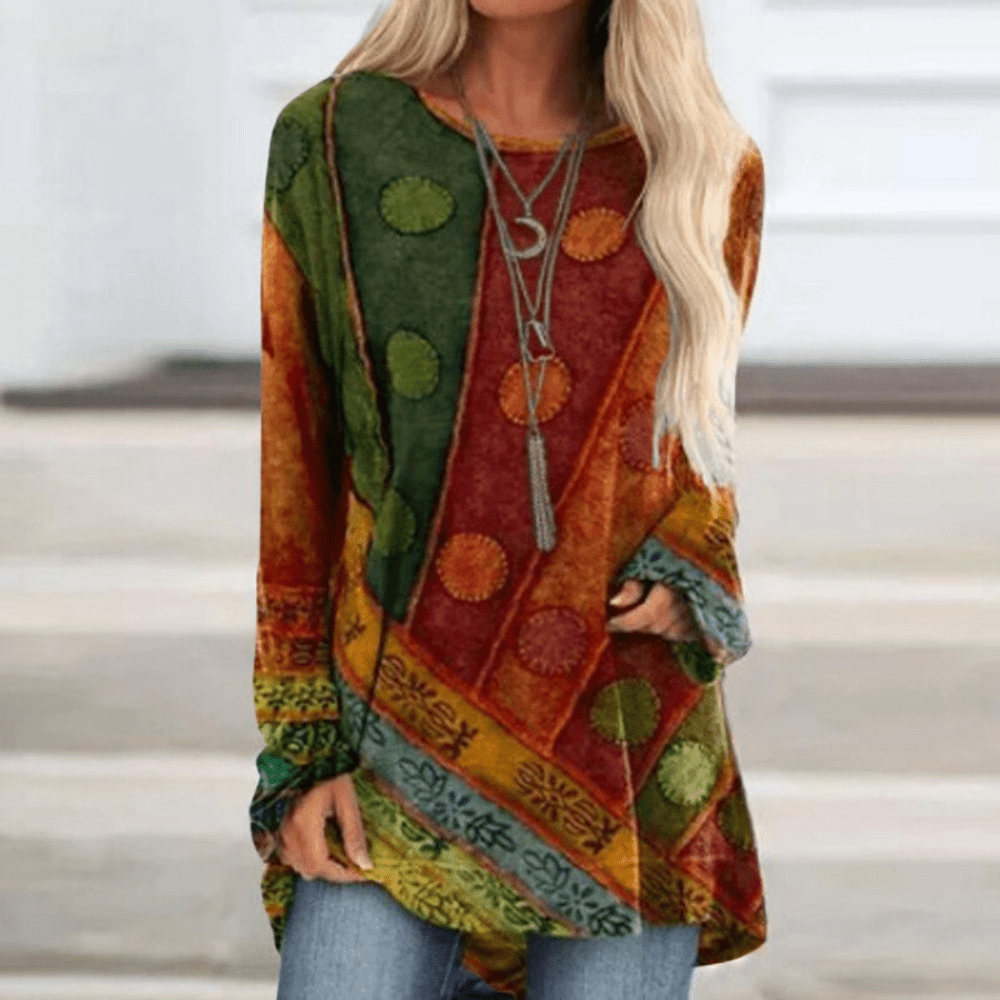 Feminine autumn sweater with vintage flair – Elisa-Green Red-S-The Livary