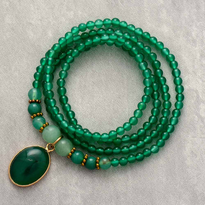 Vintage Green Onyx Soothing Necklace - Elara-The Livary
