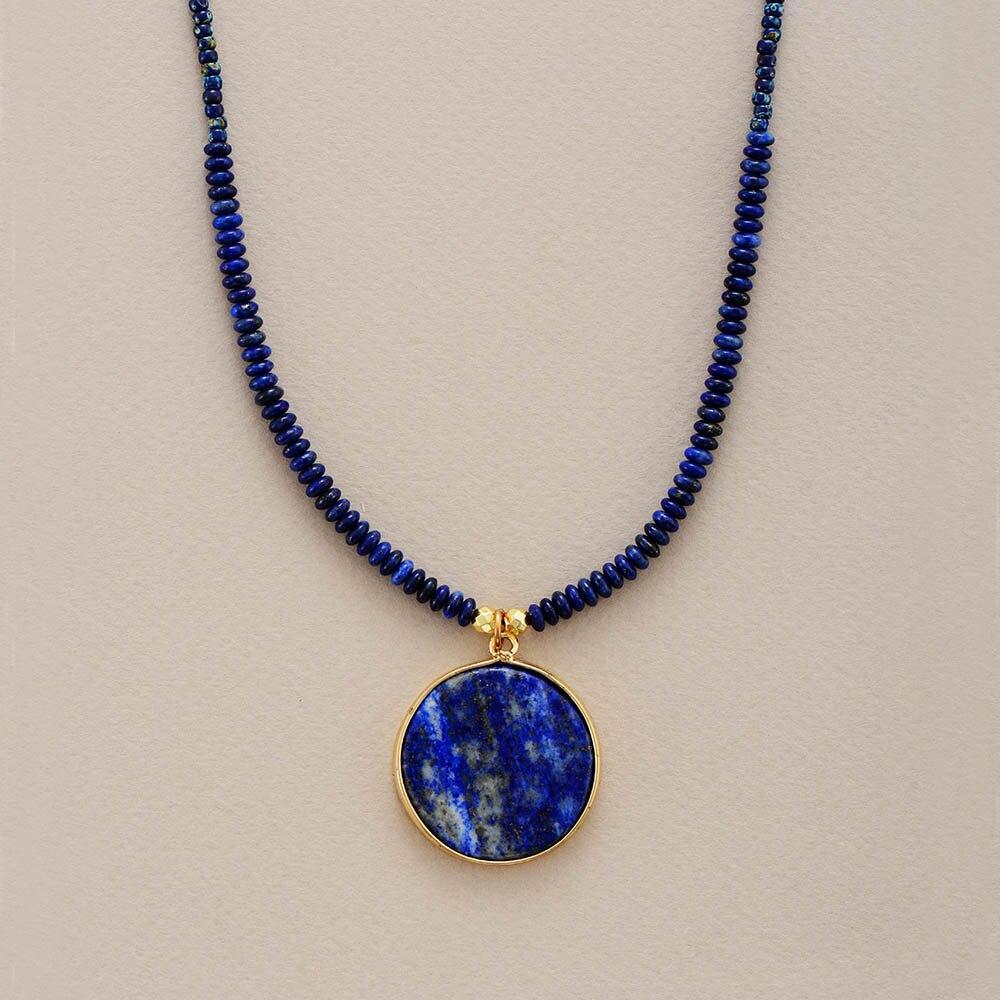 Round Lapis Necklace - Astrid-The Livary