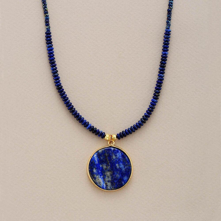 Round Lapis Necklace - Astrid-The Livary