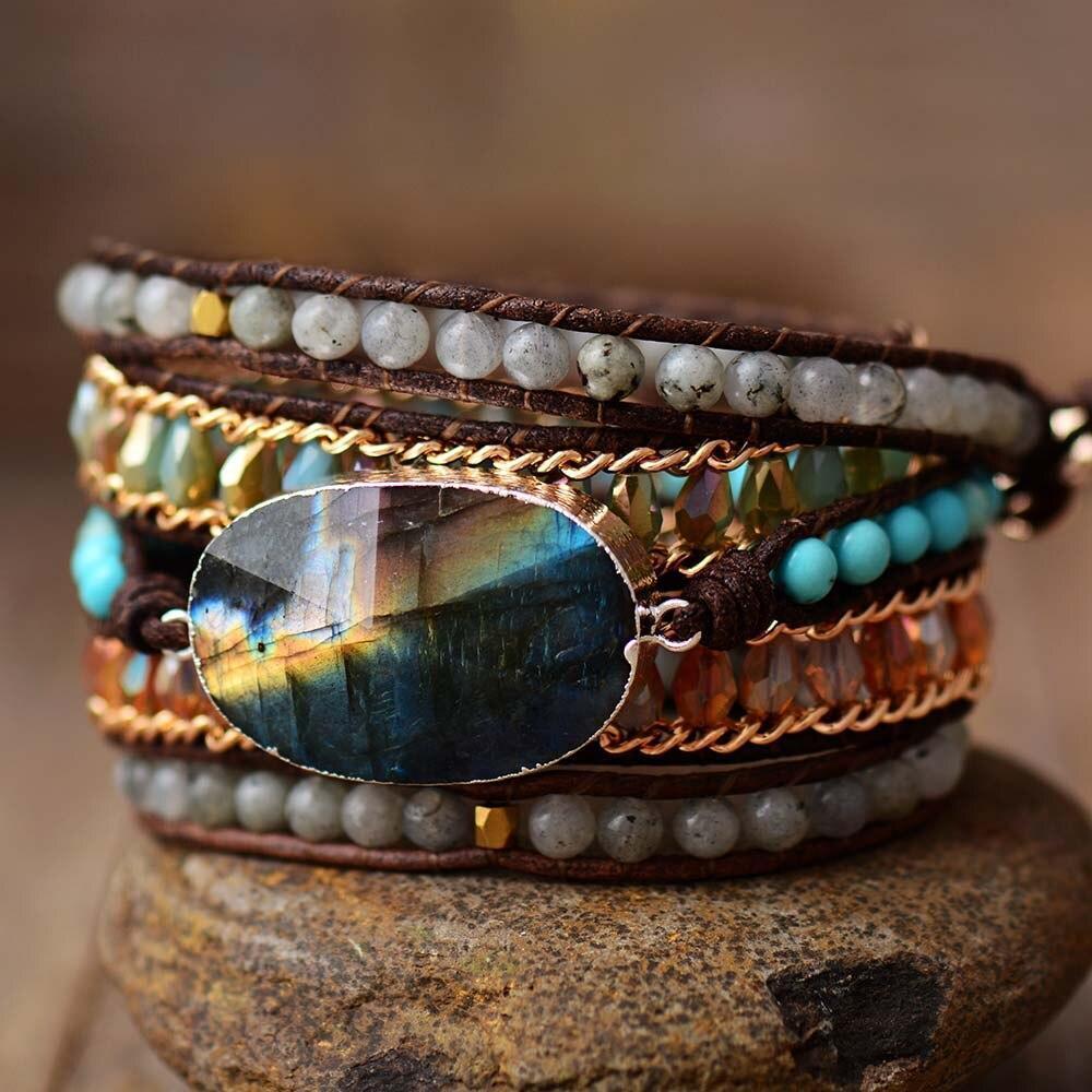 Labradorite Gloss Five-Strand Wrap Bracelet – Lira-The Livary
