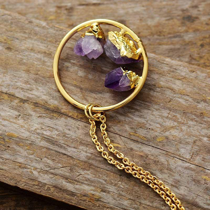 Minimalist Amethyst Raw Stone Necklace - Evelyne-The Livary