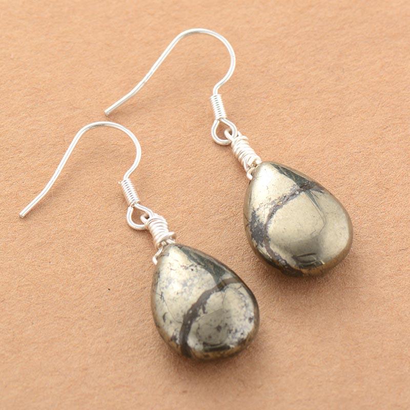 Reflective Pyrite Drop Earrings - Elara-The Livary