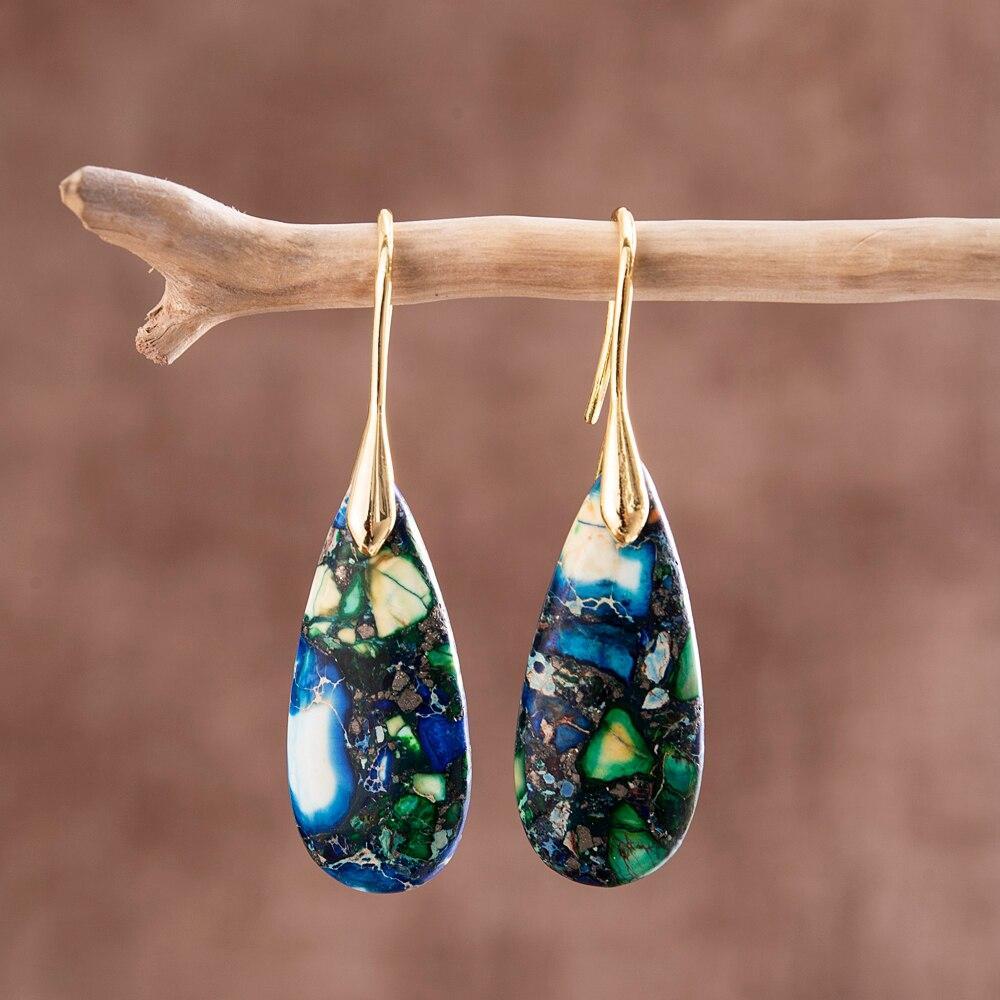 Teardrop Earrings with Natural Grounding - Sylvara-Gold-The Livary