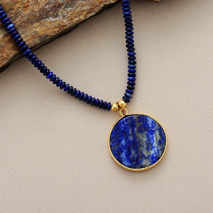 Round Lapis Necklace - Astrid-The Livary