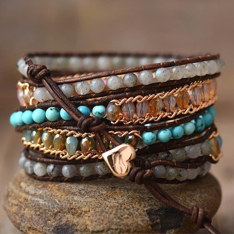 Labradorite Gloss Five-Strand Wrap Bracelet – Lira-The Livary