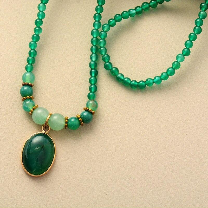 Vintage Green Onyx Soothing Necklace - Elara-The Livary