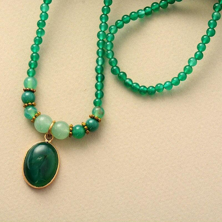 Vintage Green Onyx Soothing Necklace - Elara-The Livary