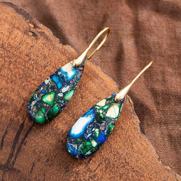 Teardrop Earrings with Natural Grounding - Sylvara-Gold-The Livary