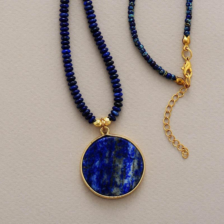 Round Lapis Necklace - Astrid-The Livary