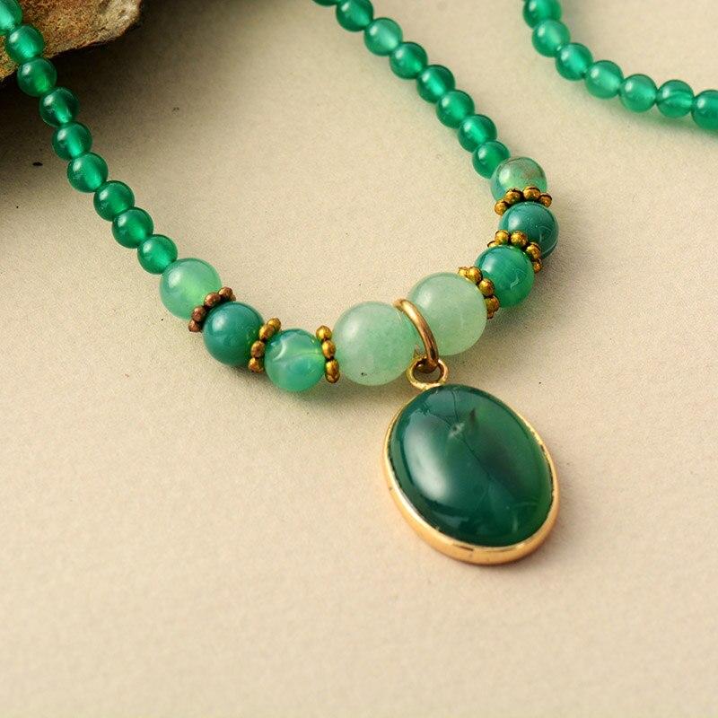 Vintage Green Onyx Soothing Necklace - Elara-The Livary