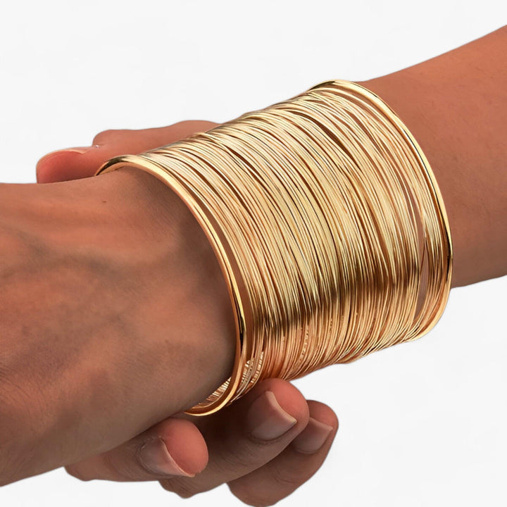 Gold Plated Layered Wire Bracelet - Auryn-The Livary