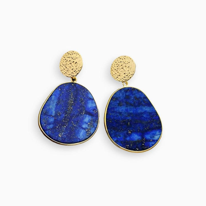 Stylish Lapis and Tiger Eye Earrings - Althea-Lapis Lazuli-The Livary