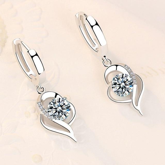 Stylish Silver Zircon Earrings for Women - Elsa-White-The Livary