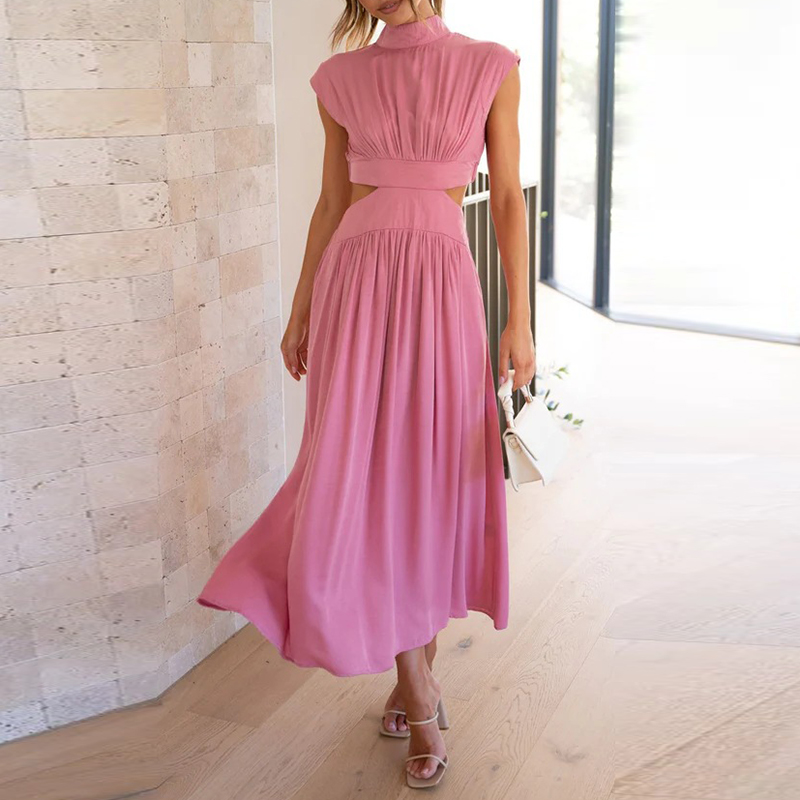 Comfortable and Stylish Stretch Dress - Mira-Pink-S-The Livary