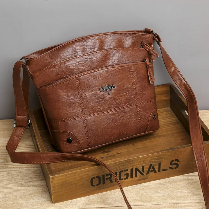 Stylish Leather Ladies Shoulder Bag - Sabrina-Brown-The Livary