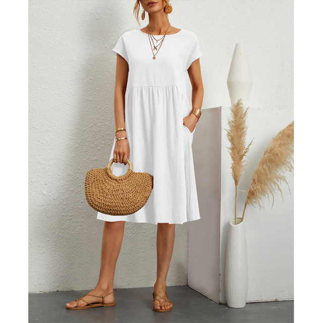 A-Line Jersey Midi Dress - Elise-White-S-The Livary
