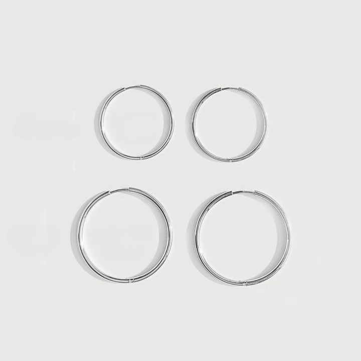 Stylish Thin Hoop Earrings - Lira-M-Silver-The Livary