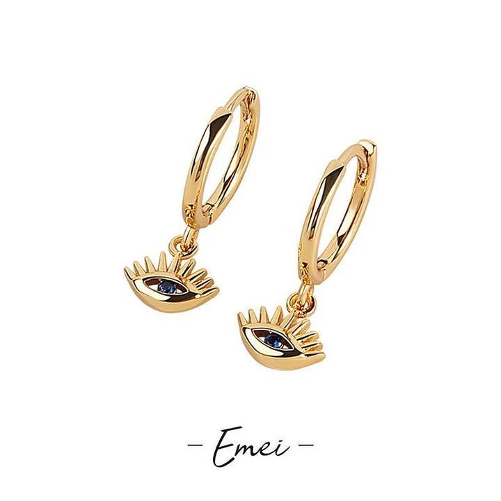 Golden/Silver Earrings with Evil Eye - Noa-Silver-The Livary