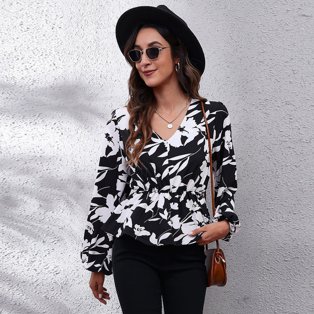Airy & Colourful Women's Blouse with Pattern – Leona-Black floral pattern-S-The Livary