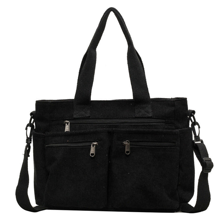 Trendy Corduroy Shoulder Bag - VelvetVogue-Black-The Livary
