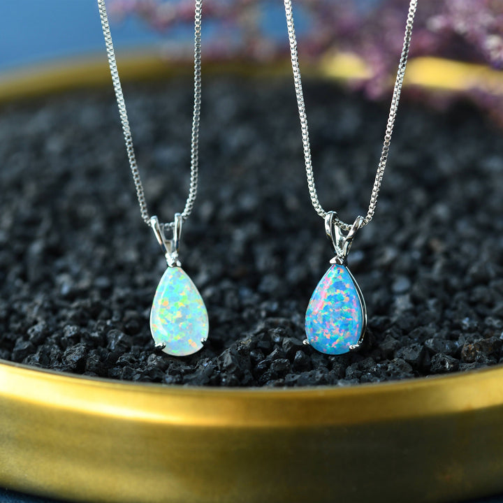 AA OUT OF STOCK Minimalist Drop Opal Pendant Necklace - Selina-White Opal-Rose gold-The Livary