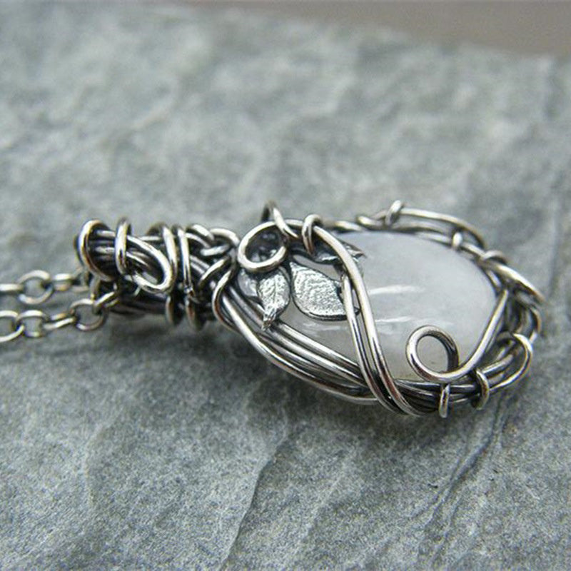 Retro Moonstone Necklace - Selene-The Livary