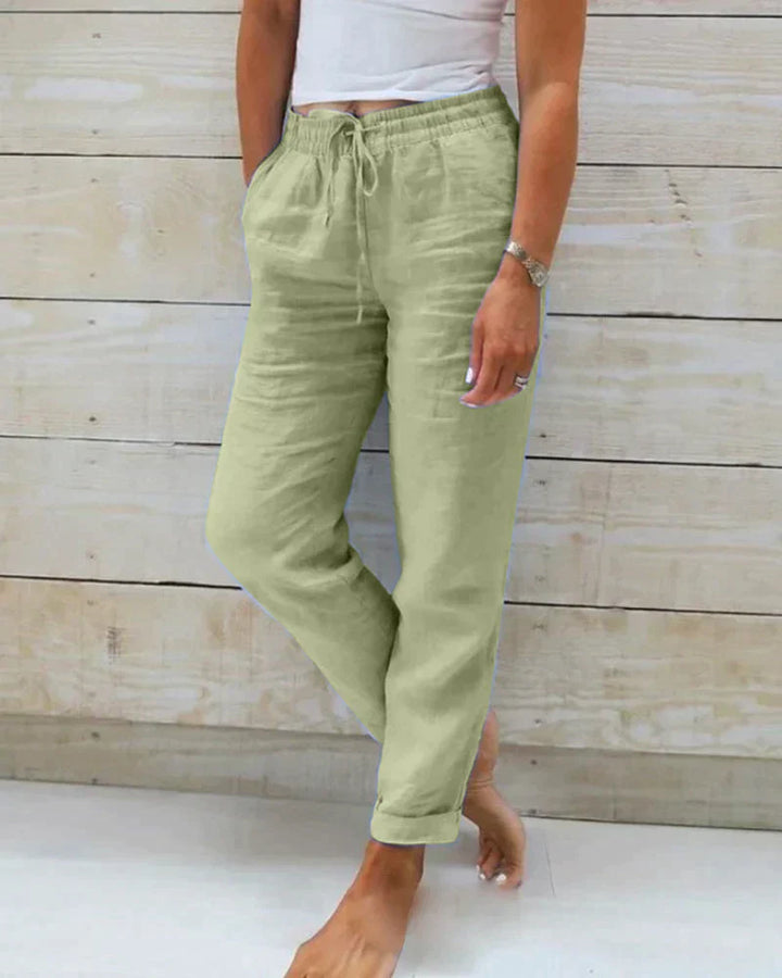 Stylish linen trousers for women – Selina-Green-XS-The Livary
