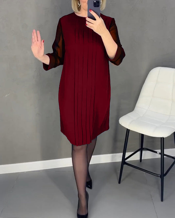Elegant shift dress with mesh details – Gabrielle-Red-S-The Livary